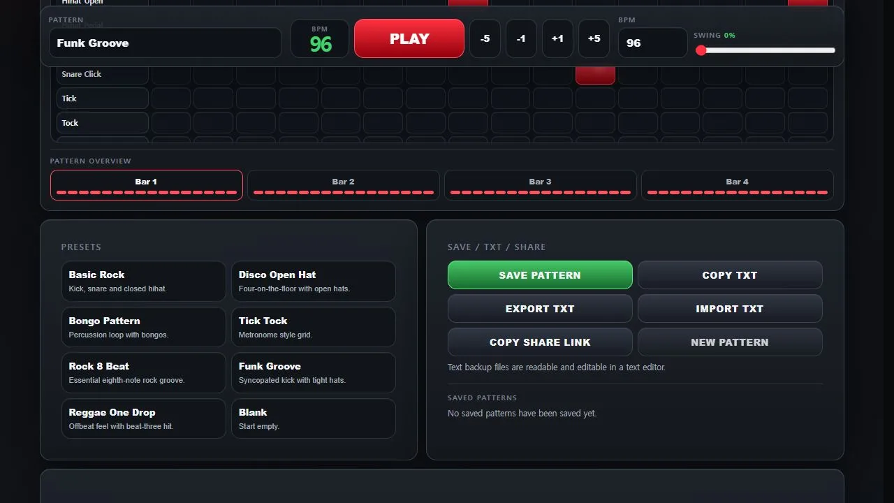 Copy Share Link in the SolAudioLab Drum Machine